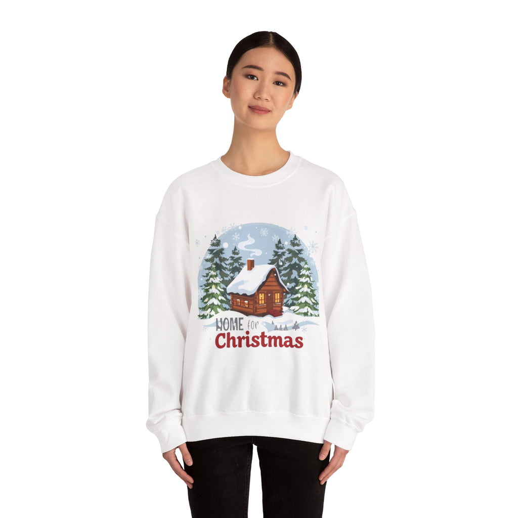 Christmas Cabin Sweatshirt – "Home for Christmas" Cozy Holiday Crewneck