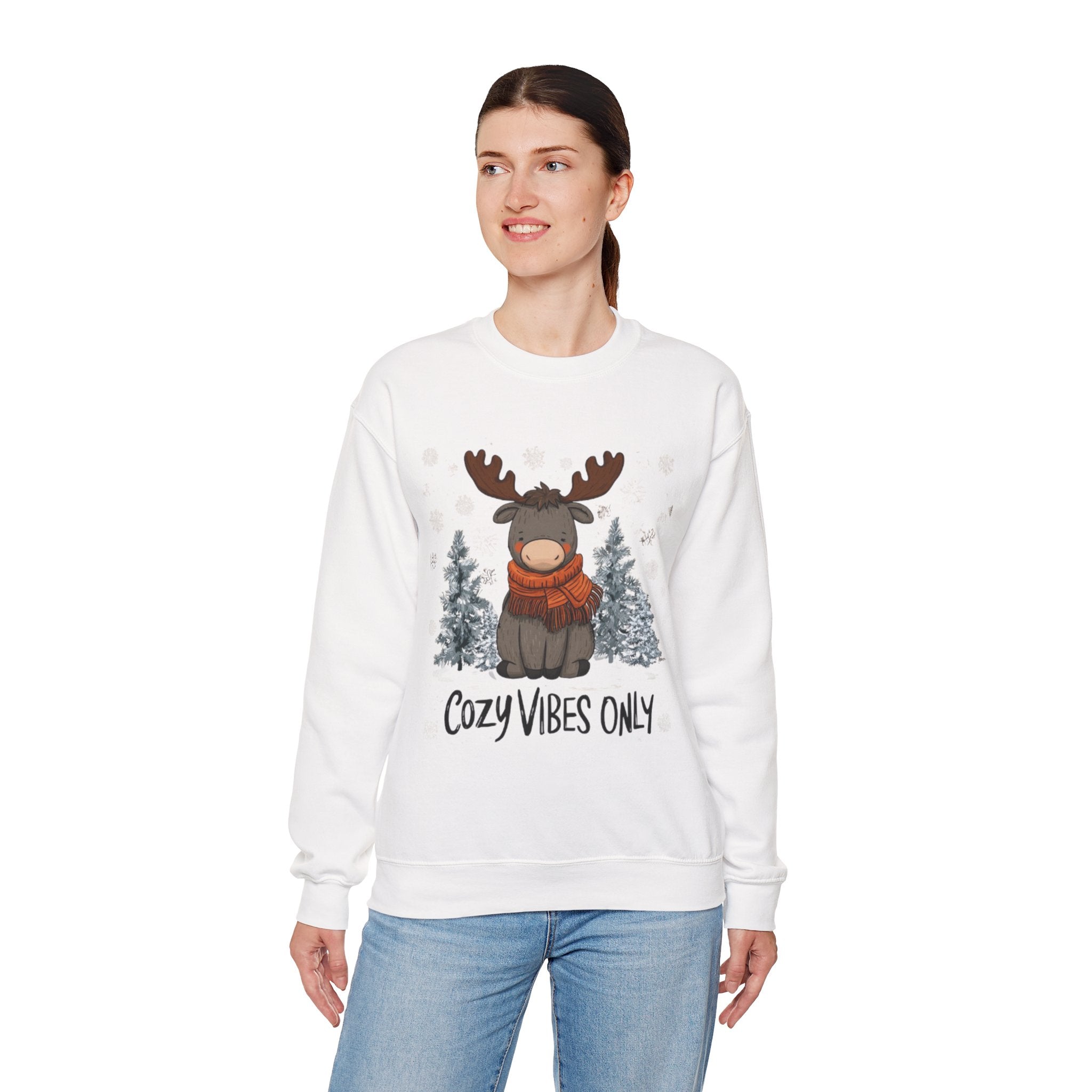 Cozy Vibes Only Sweatshirt — Cute Winter Moose Crewneck