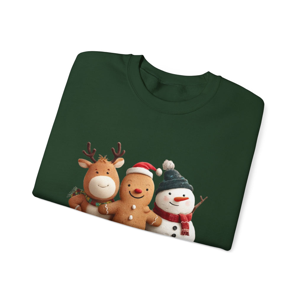 Christmas Crew Sweatshirt — Cute Gingerbread, Reindeer & Snowman Holiday Pullover