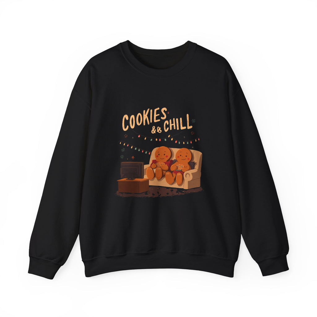 Cookies & Chill Sweatshirt — Cute Gingerbread Movie Night Crewneck