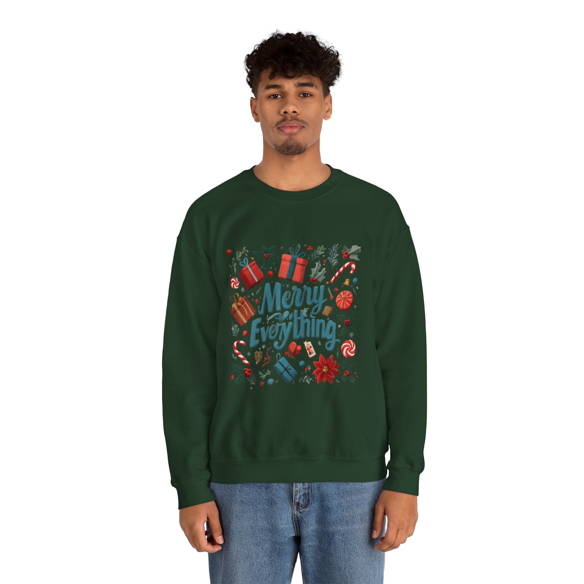 Crewneck Sweatshirt - Merry Everything Holiday Graphic Sweatshirt