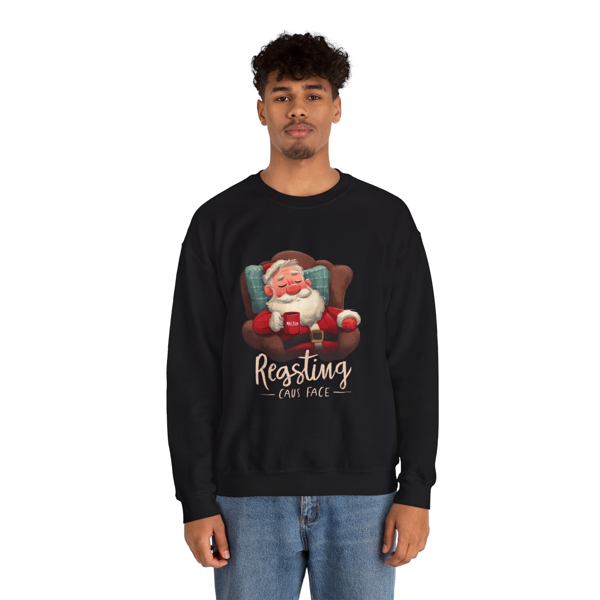 Crewneck Sweatshirt — "Resting Claus Face" Santa Holiday Graphic