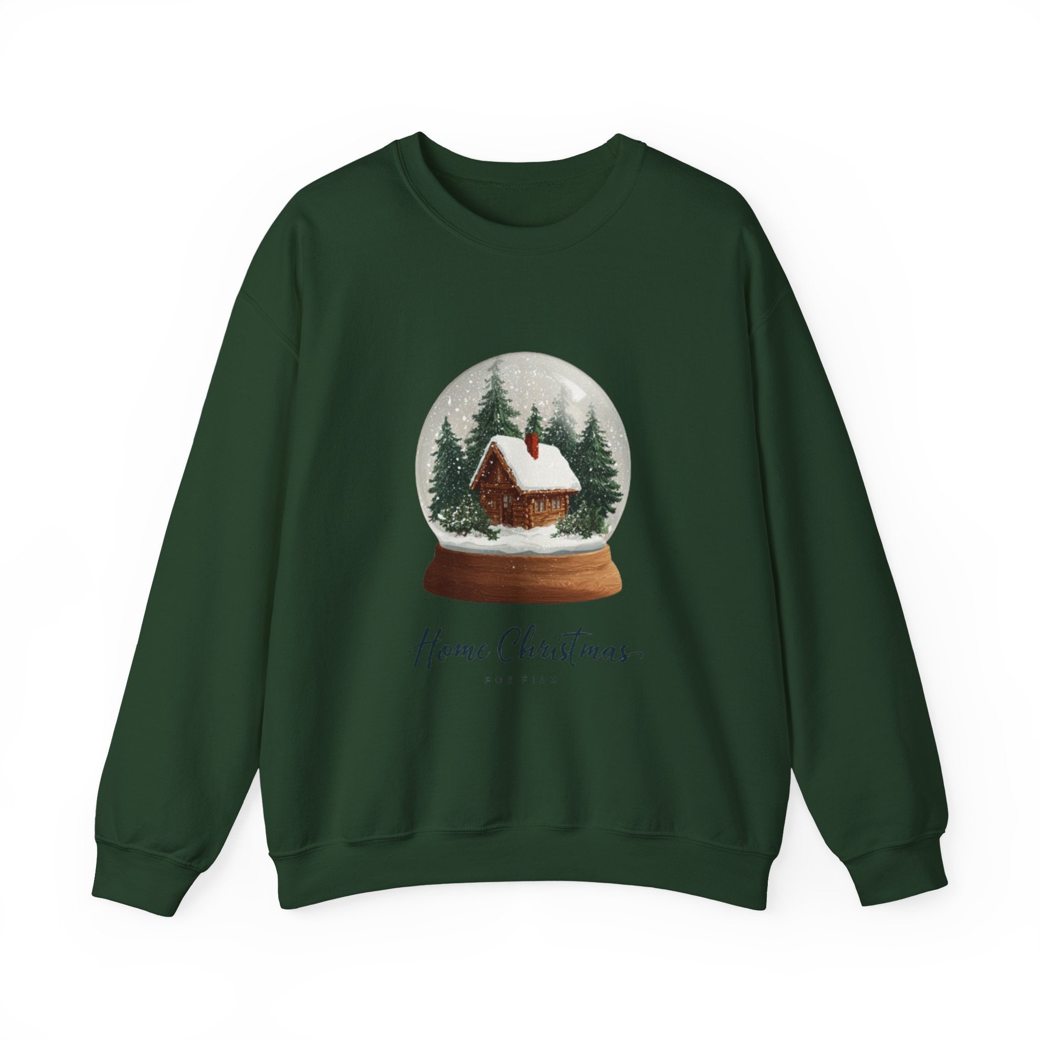 Christmas Snow Globe Sweatshirt – “Home Christmas” Cabin Crewneck
