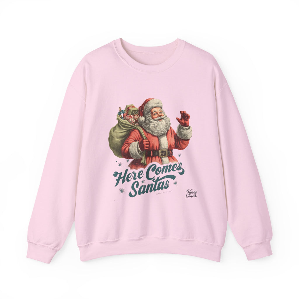 Santa Crewneck Sweatshirt — 'Here Comes Santa' Vintage Christmas Sweater