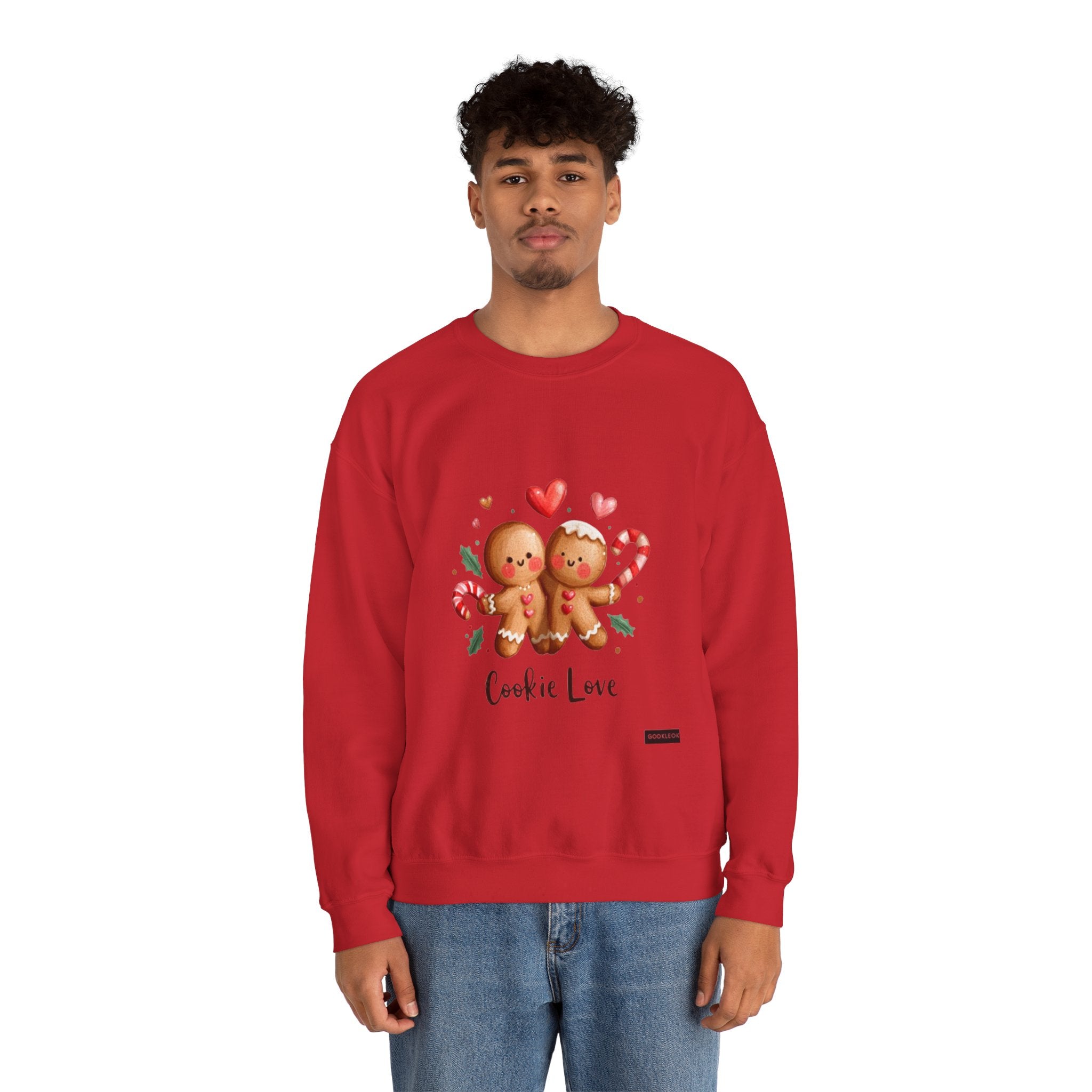Crewneck Sweatshirt — 'Cookie Love' Cute Gingerbread Couple Holiday Pullover