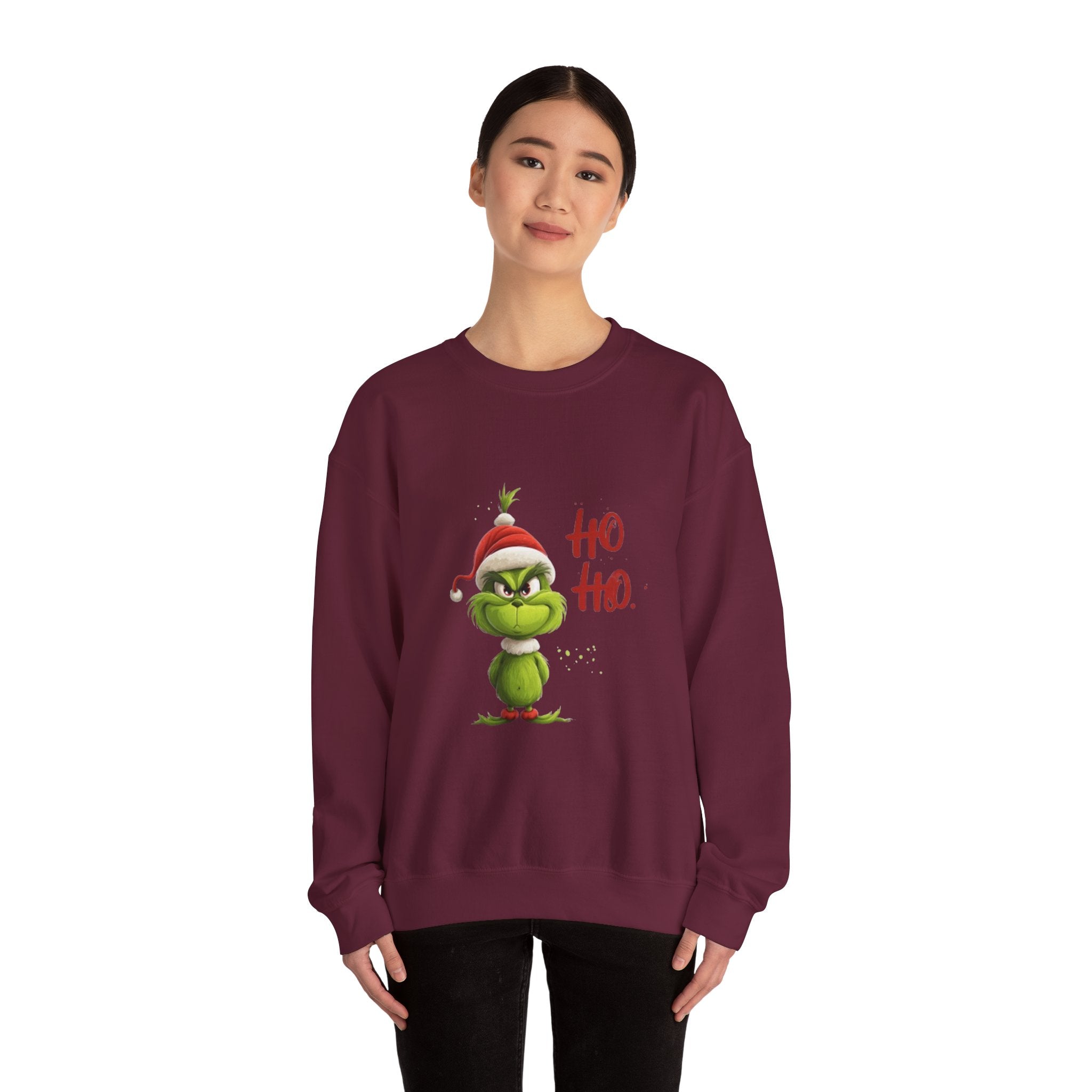 Grumpy Grinch Christmas Sweatshirt – "Ho Ho." Holiday Crewneck