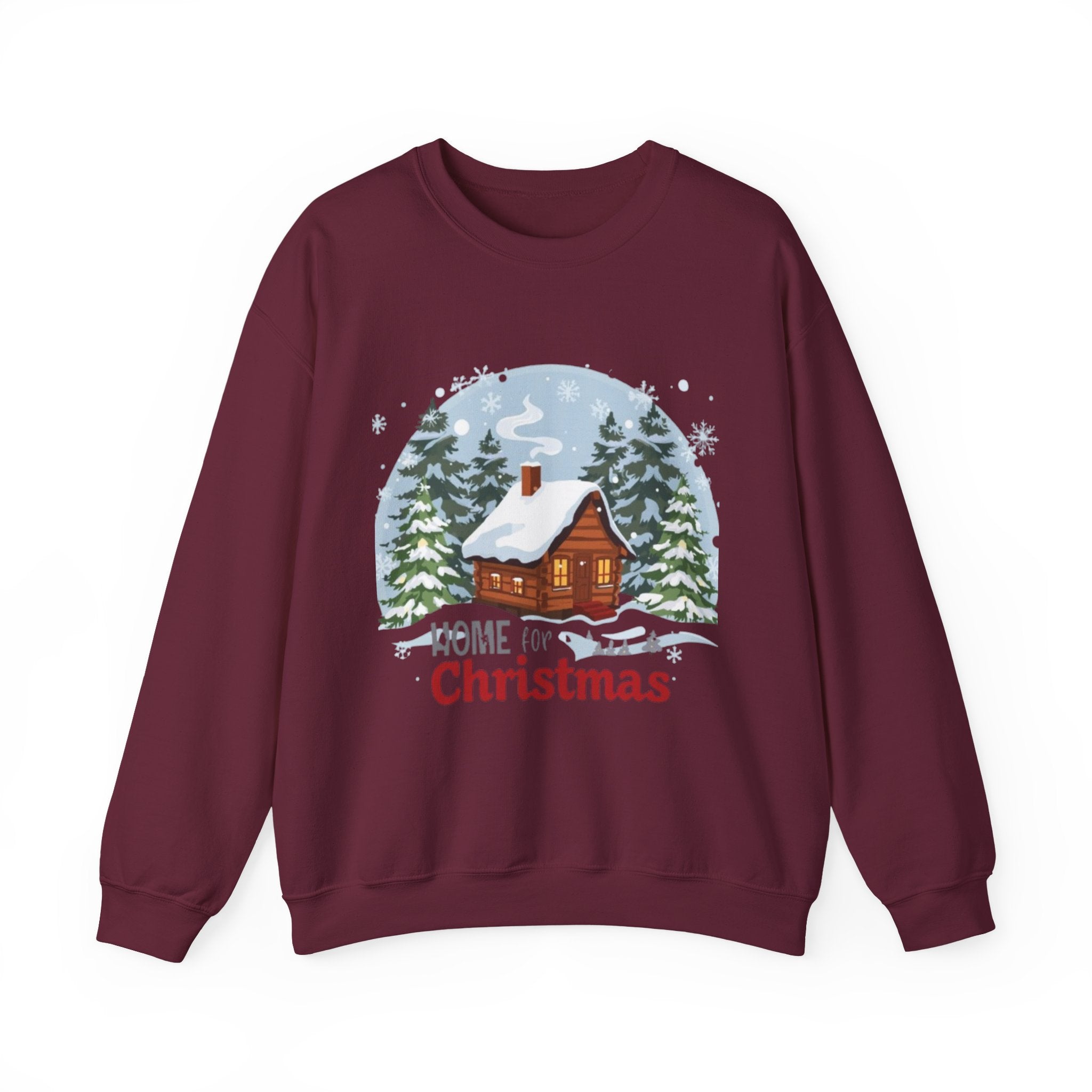 Christmas Cabin Sweatshirt – "Home for Christmas" Cozy Holiday Crewneck