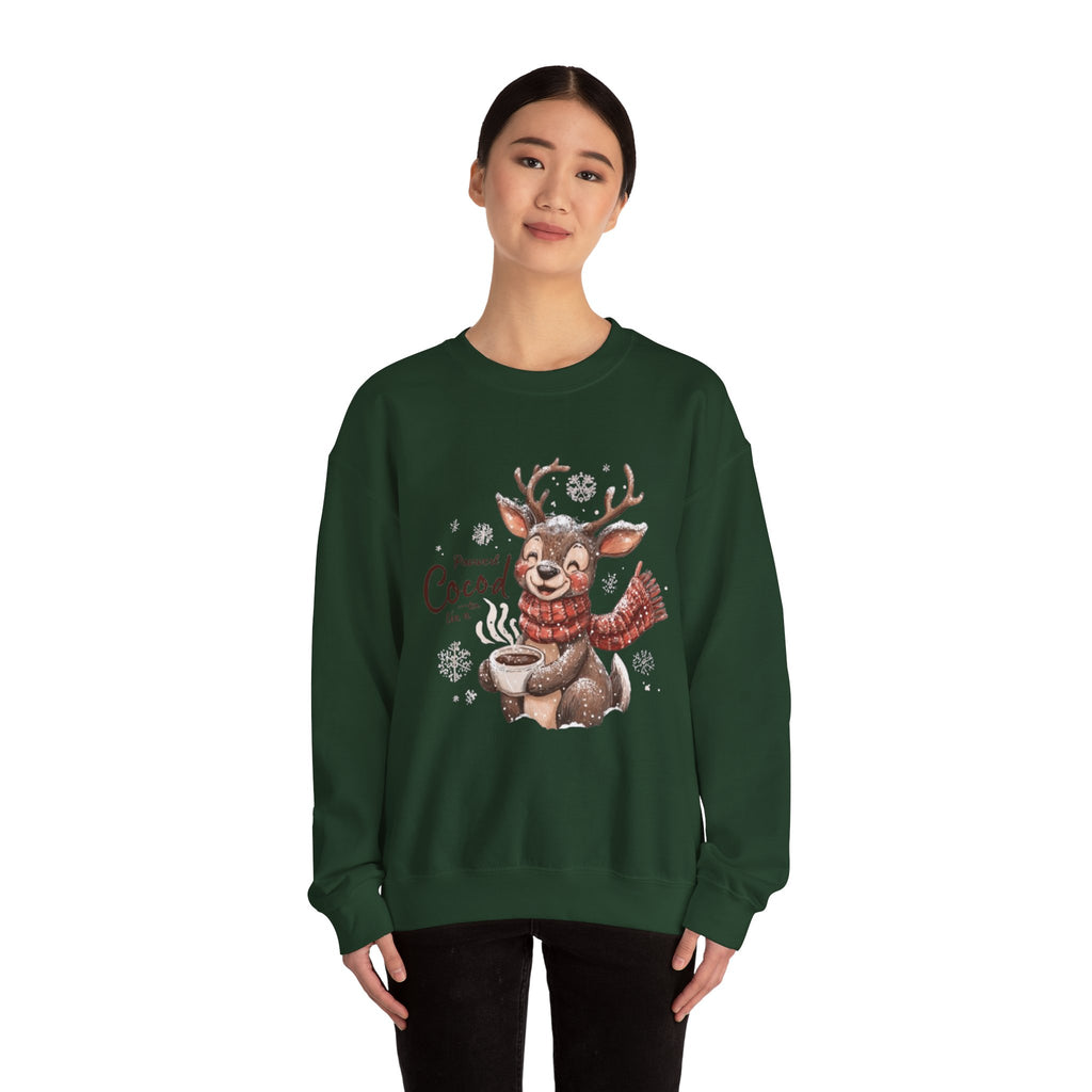 Reindeer Hot Cocoa Sweatshirt — Cozy Holiday Crewneck