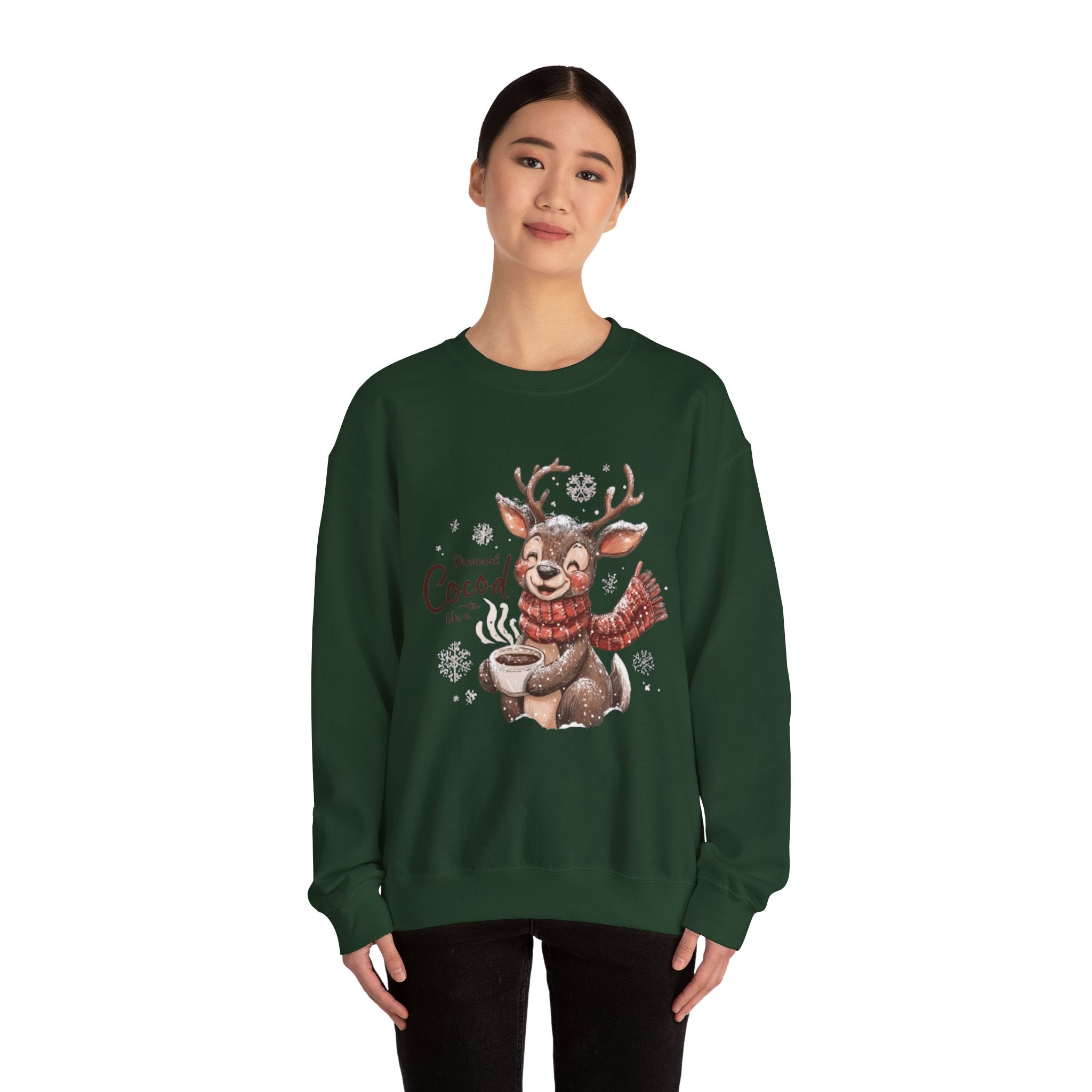 Reindeer Hot Cocoa Sweatshirt — Cozy Holiday Crewneck