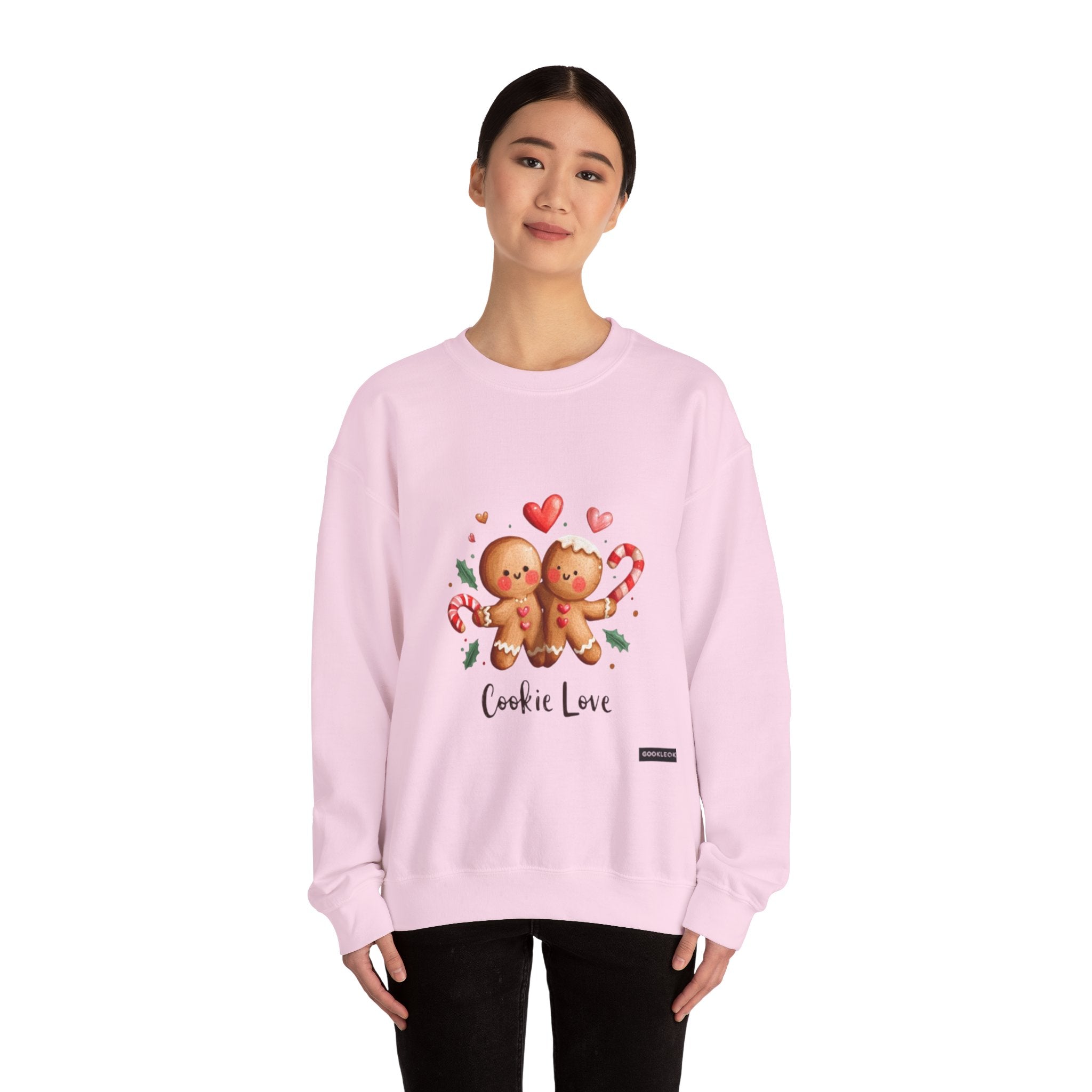 Crewneck Sweatshirt — 'Cookie Love' Cute Gingerbread Couple Holiday Pullover