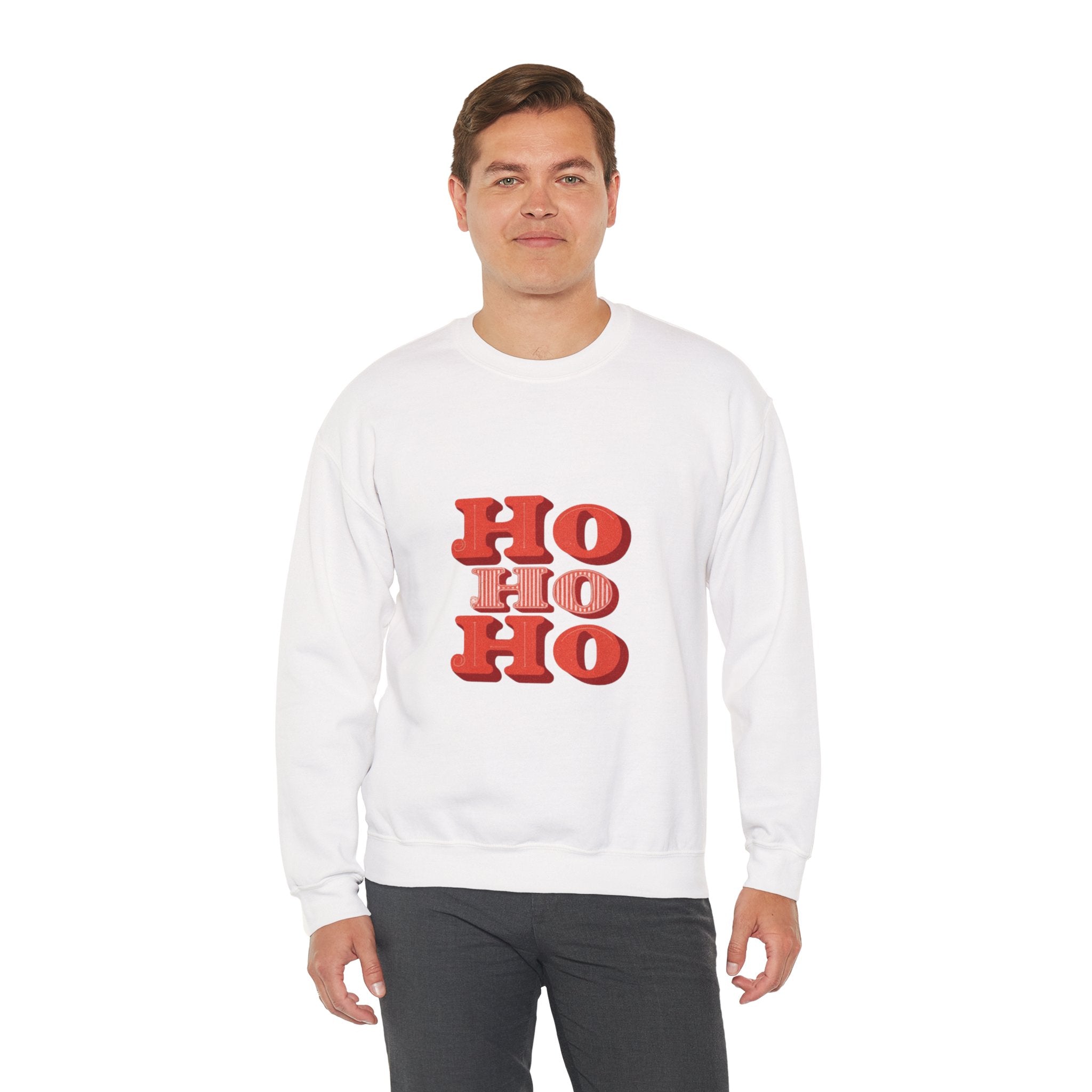 Holiday Crewneck Sweatshirt – Retro 'HO HO HO' Christmas Sweatshirt