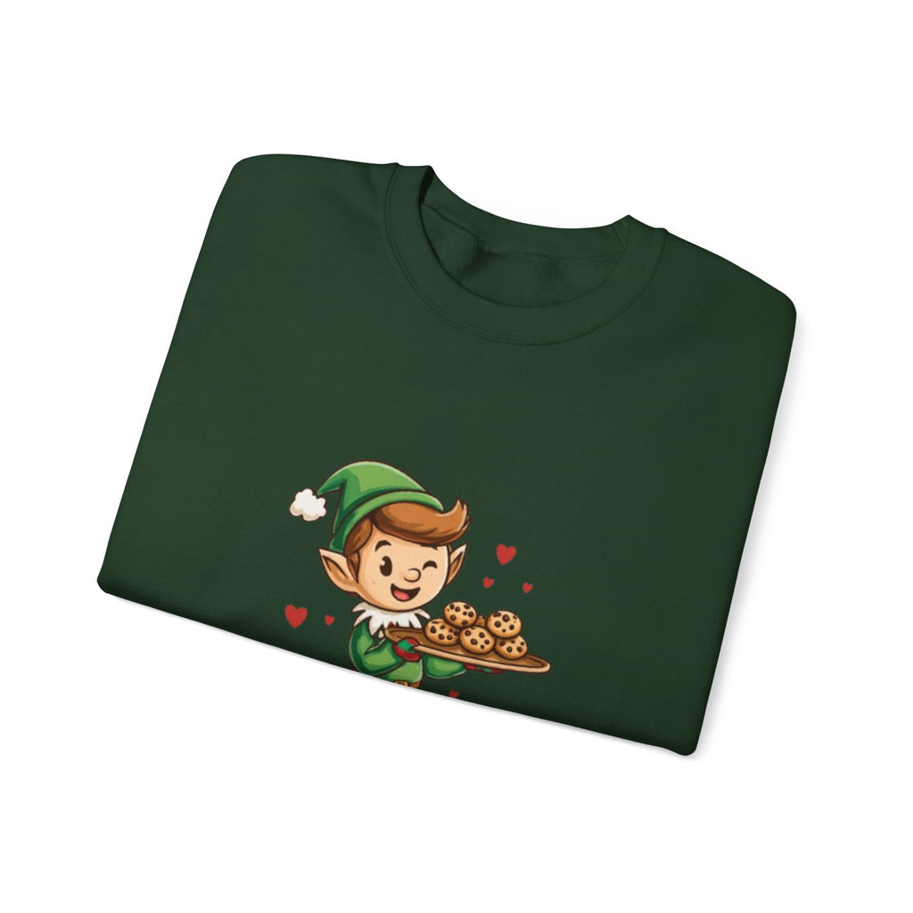 Crewneck Sweatshirt — "Baked with Love" Elf Cookie Baker Holiday Tee