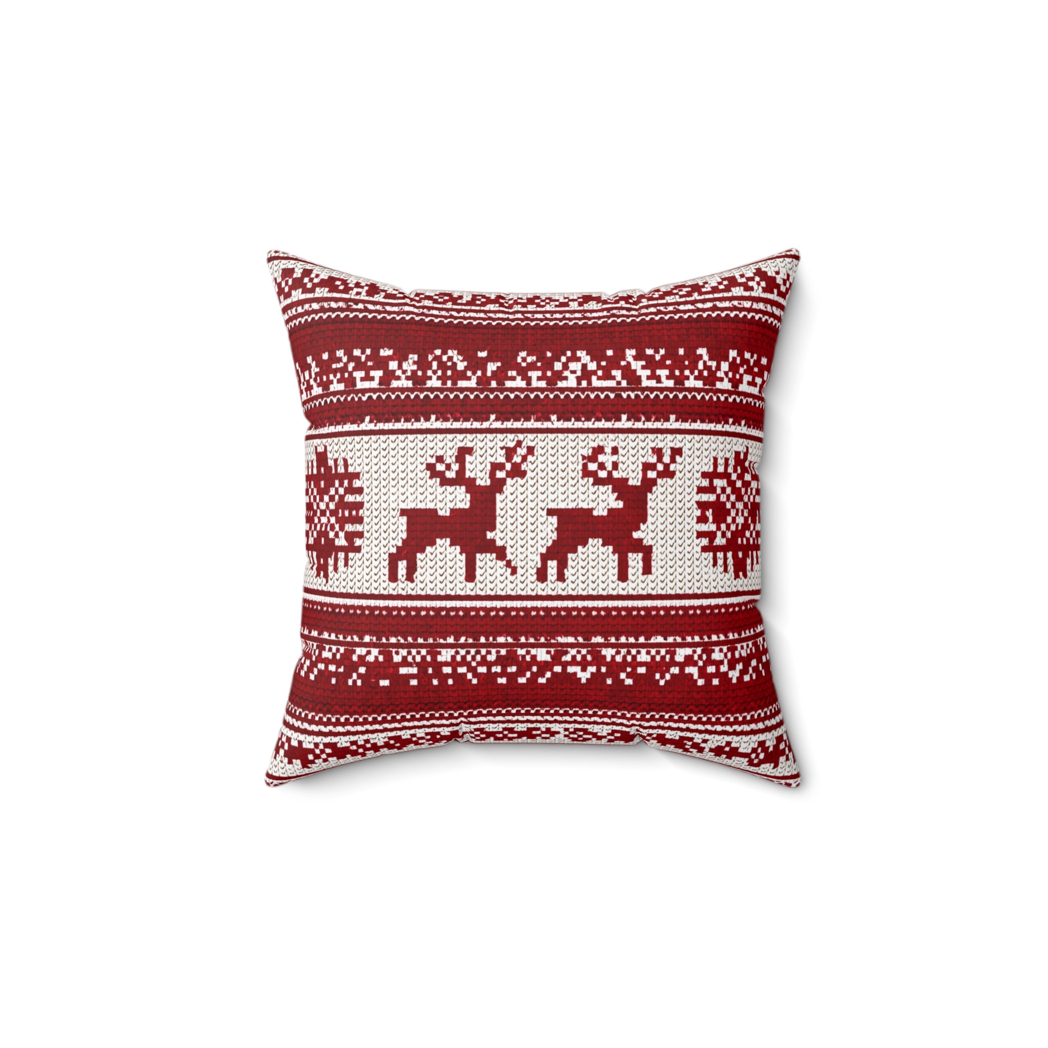 Holiday Reindeer Knit-Style Square Pillow