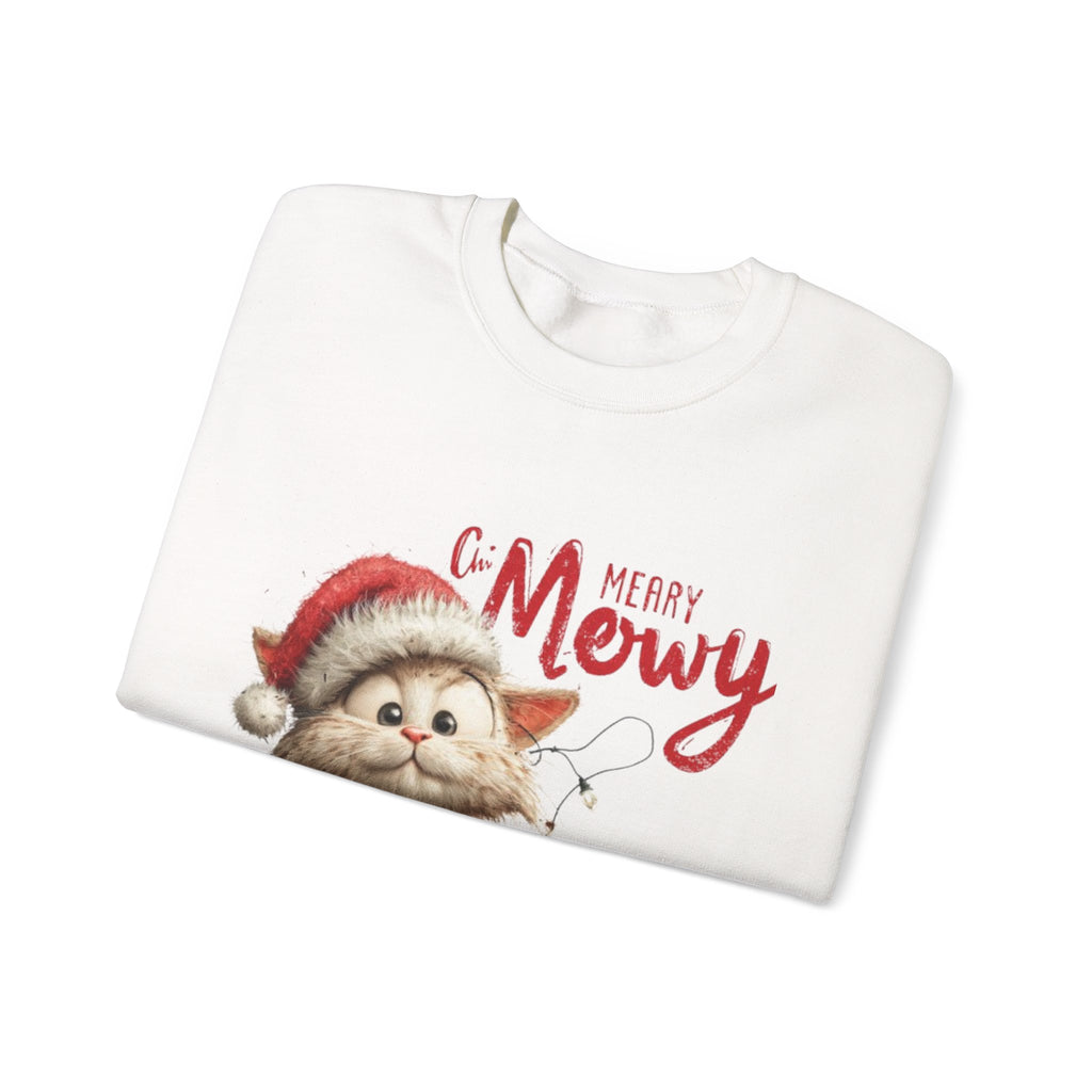 Merry Mewry Cat Sweatshirt — Cute Christmas Kitty Crewneck