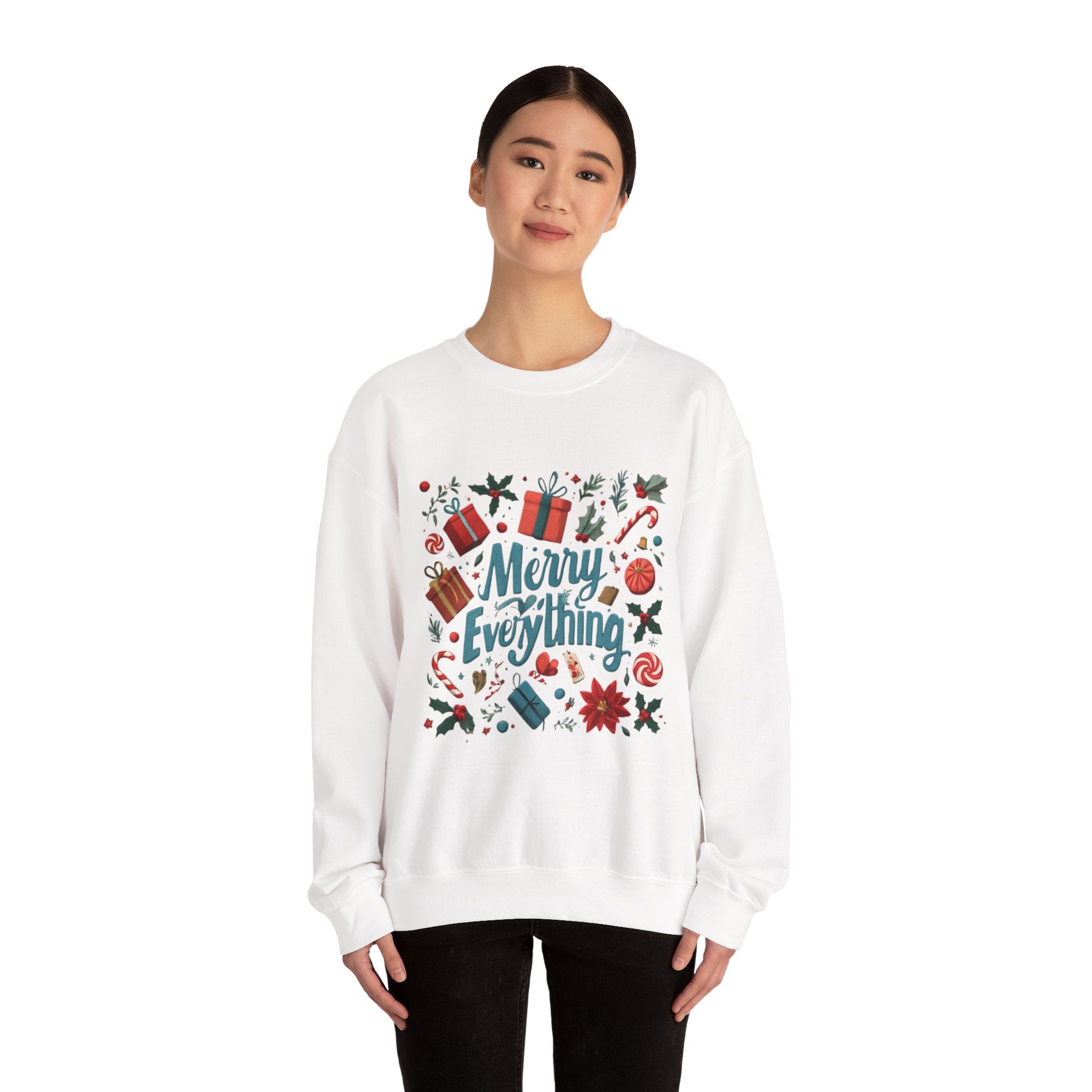 Crewneck Sweatshirt - Merry Everything Holiday Graphic Sweatshirt