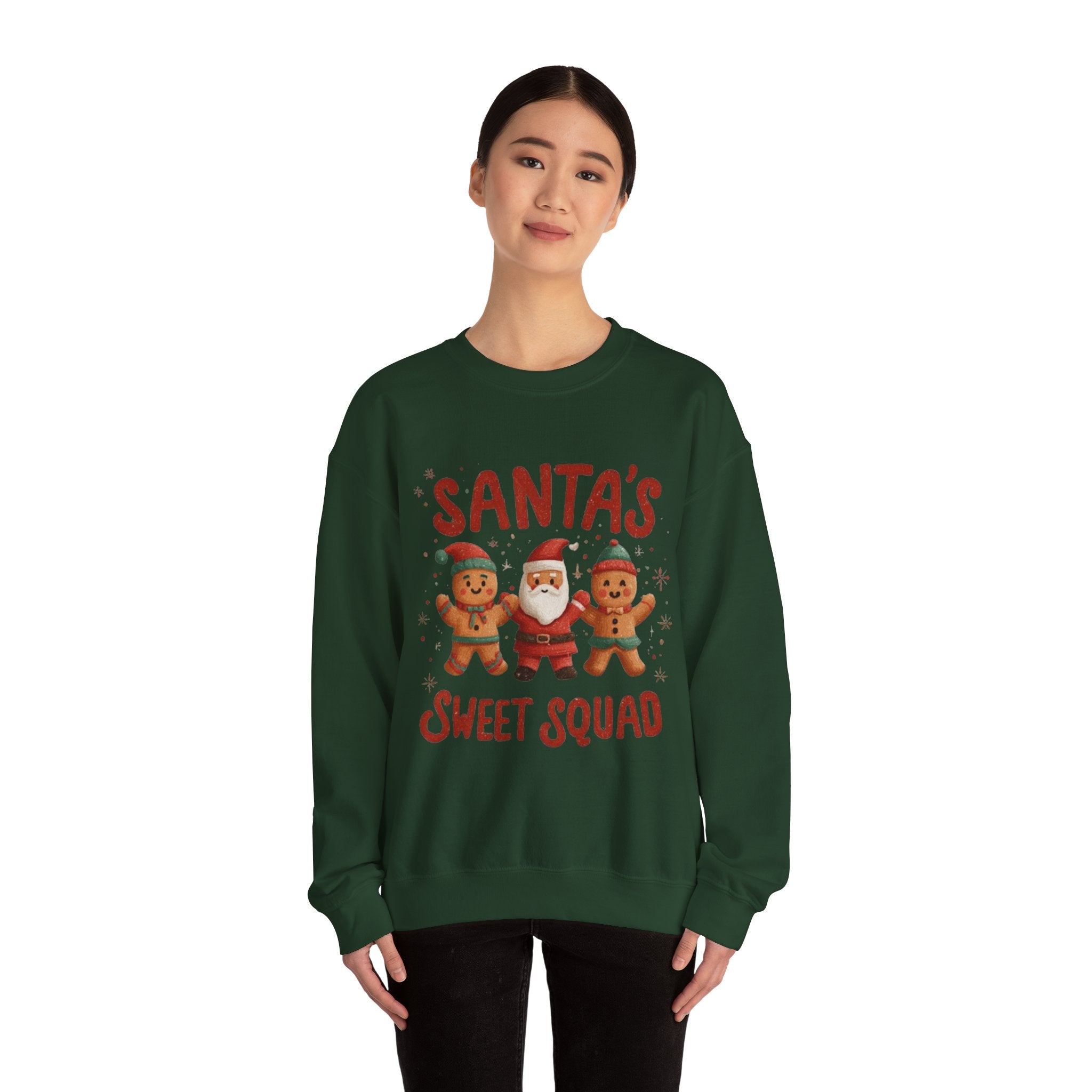 Christmas Sweatshirt - "Santa's Sweet Squad" Gingerbread & Santa Holiday Crewneck