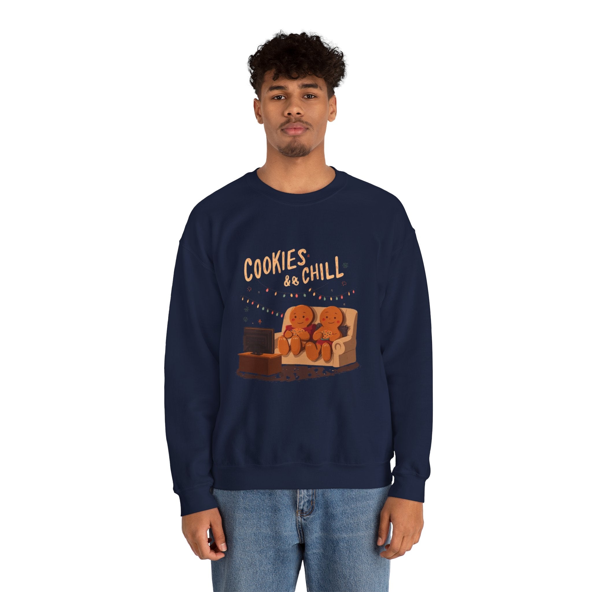 Cookies & Chill Sweatshirt — Cute Gingerbread Movie Night Crewneck