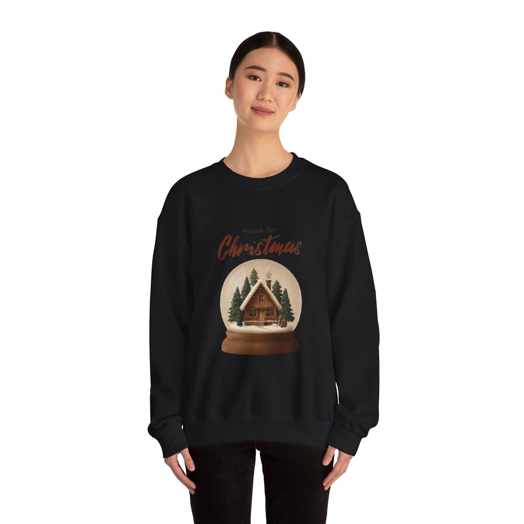 Christmas Snow Globe Crewneck Sweatshirt — "Home for Christmas" Cabin Design