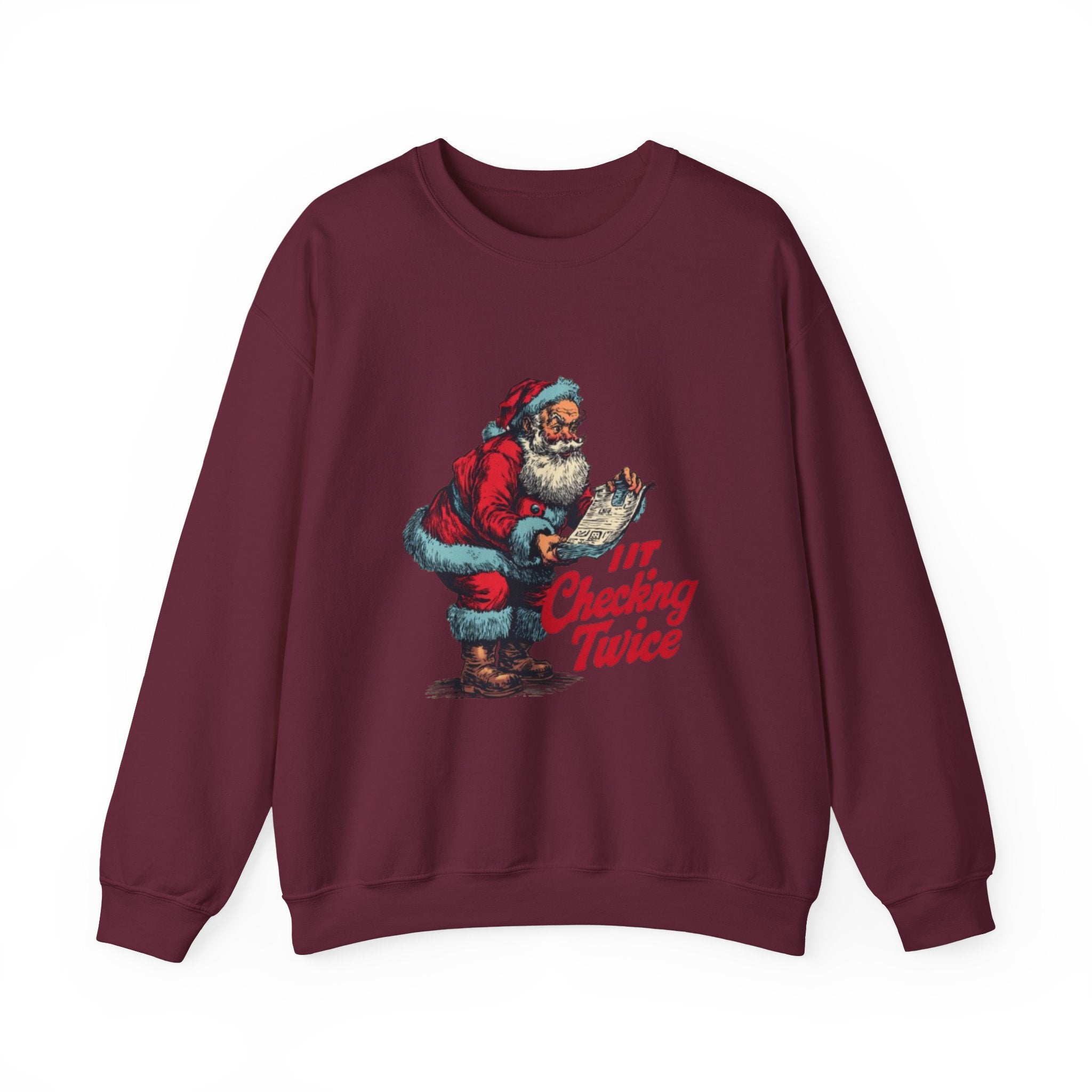 Christmas Sweatshirt - Vintage Santa "I’m Checking Twice" Holiday Crewneck