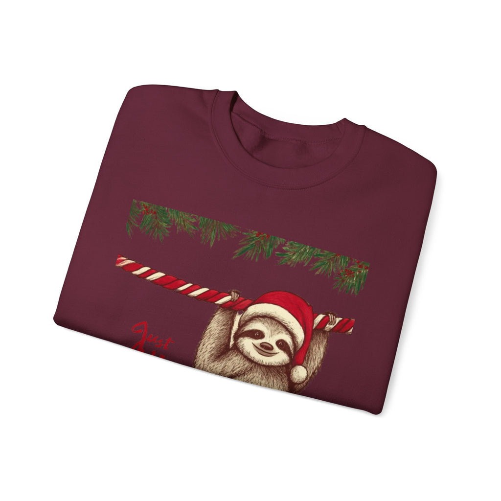 Christmas Sloth Crewneck Sweatshirt – "Just Hanging with My Advent-Christmas" Holiday Sweatshirt