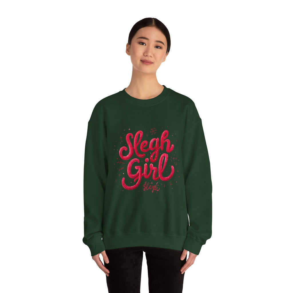 Crewneck Sweatshirt - 'Sleigh Girl' Christmas Graphic Holiday Pullover