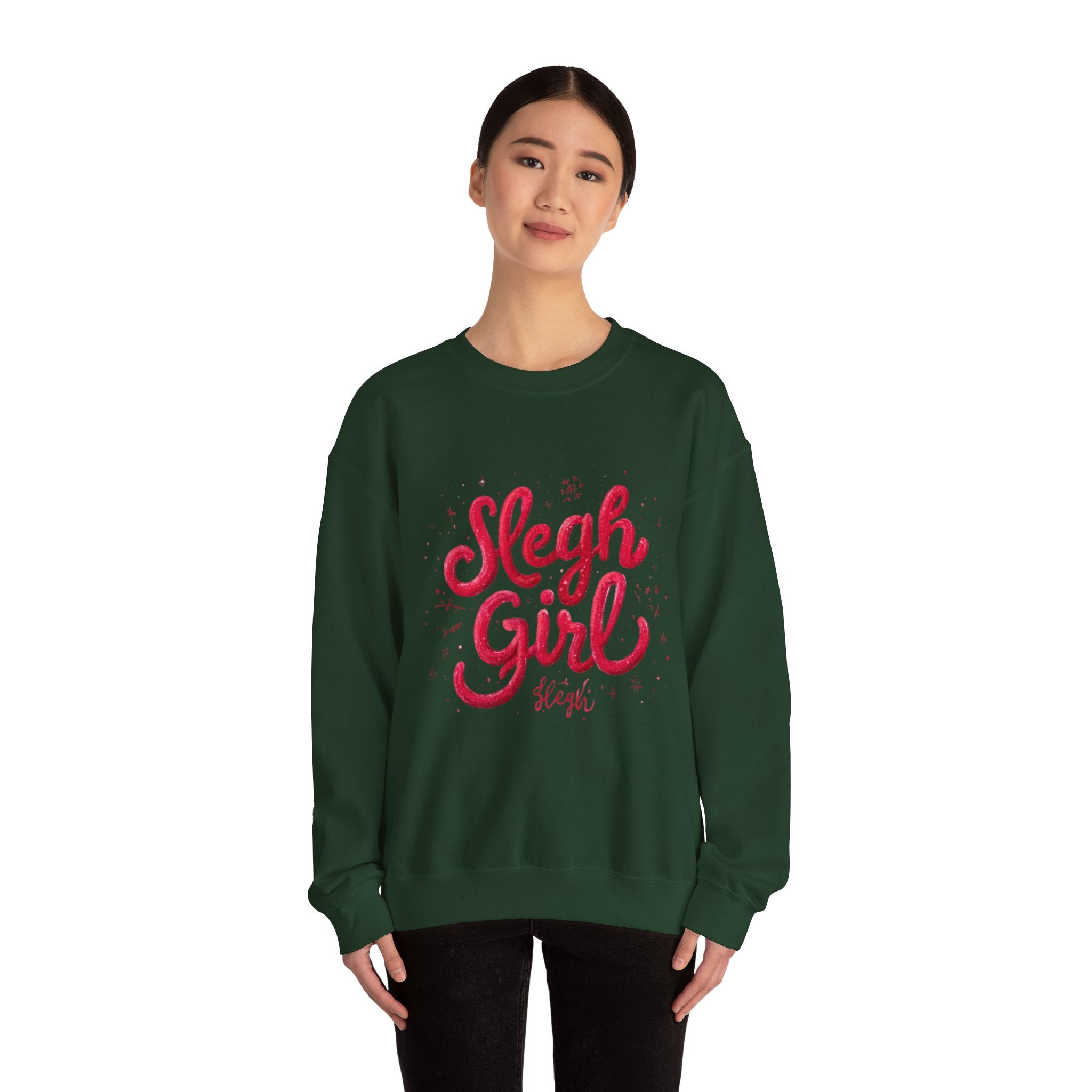Crewneck Sweatshirt - 'Sleigh Girl' Christmas Graphic Holiday Pullover