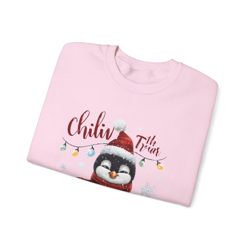 Christmas Penguin Crewneck Sweatshirt — "Chillin' With the Vibes" Holiday Pullover