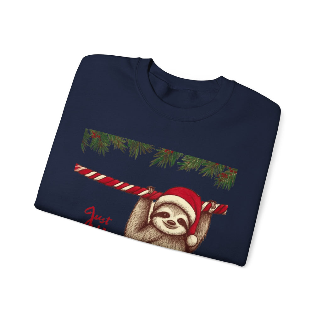 Christmas Sloth Crewneck Sweatshirt – "Just Hanging with My Advent-Christmas" Holiday Sweatshirt