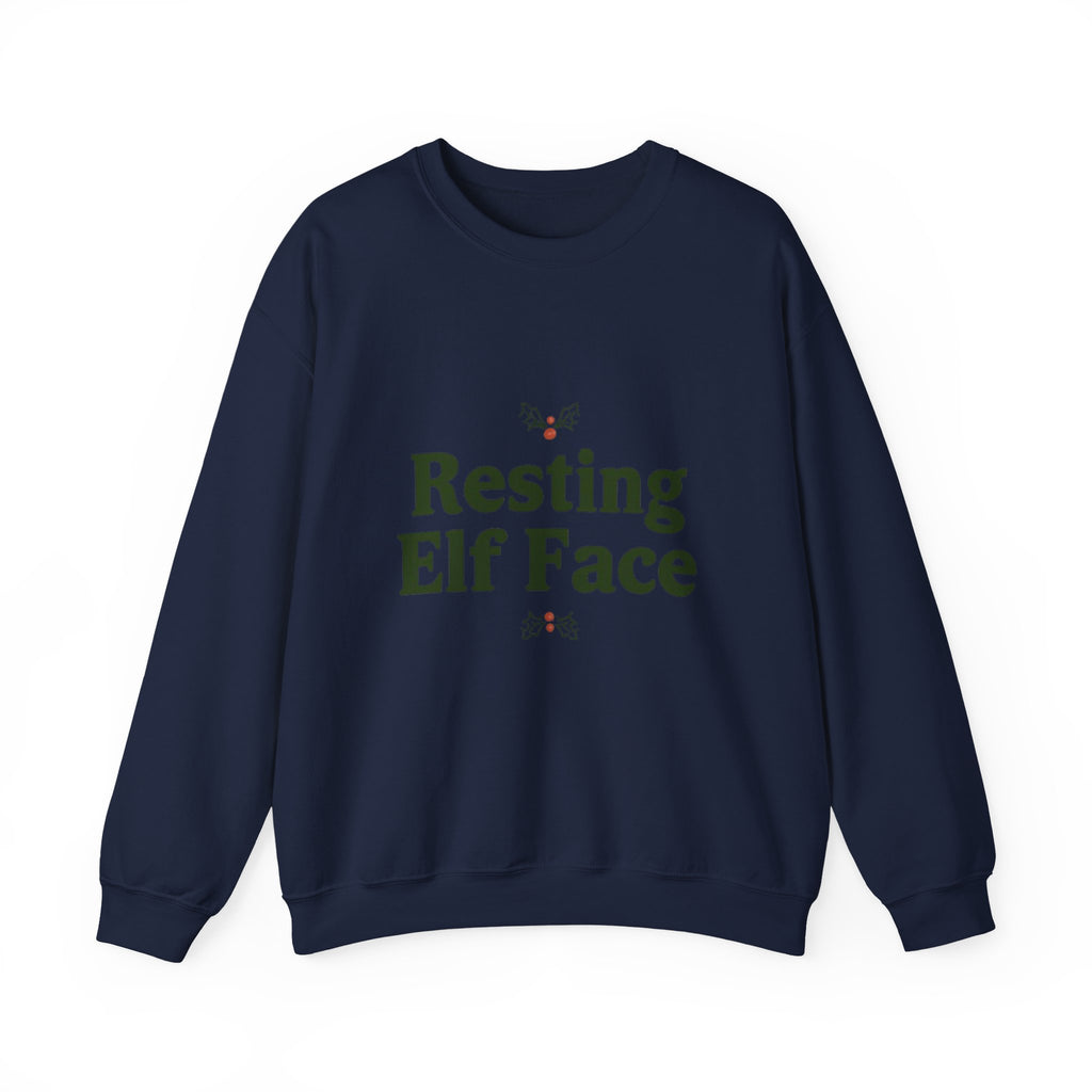 Sweatshirt — "Resting Elf Face" Holiday Crewneck, Funny Christmas Sweatshirt