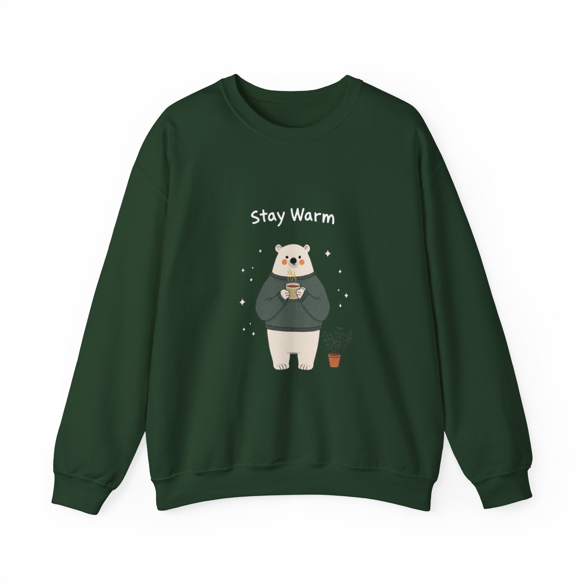 Bear with Coffee Crewneck Sweatshirt — Cozy Cute Graphic Pullover