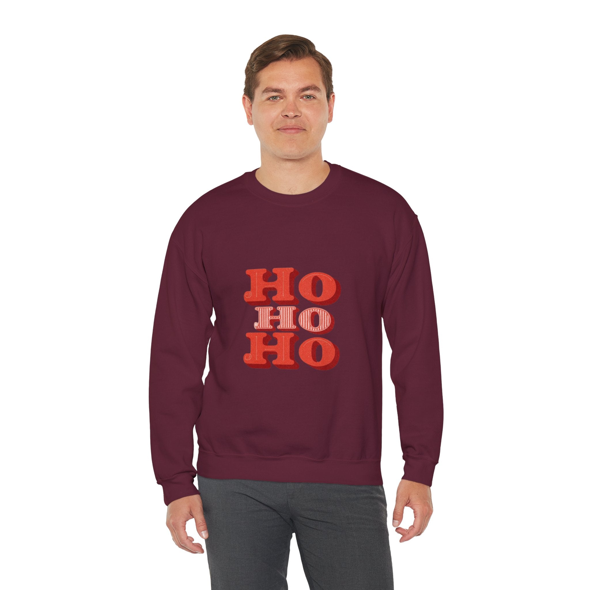 Holiday Crewneck Sweatshirt – Retro 'HO HO HO' Christmas Sweatshirt