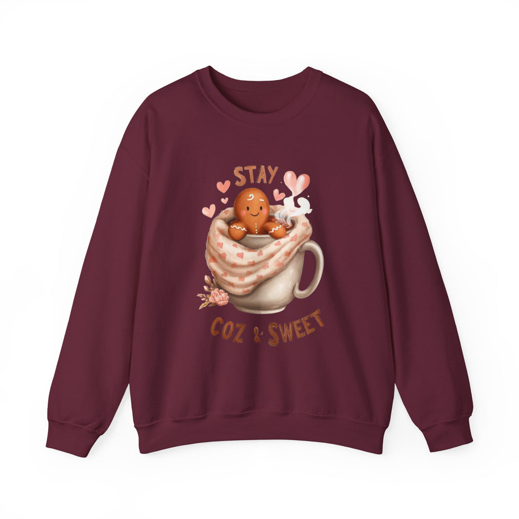 Sweatshirt — "Stay Coz & Sweet" Hot Cocoa Gingerbread Crewneck