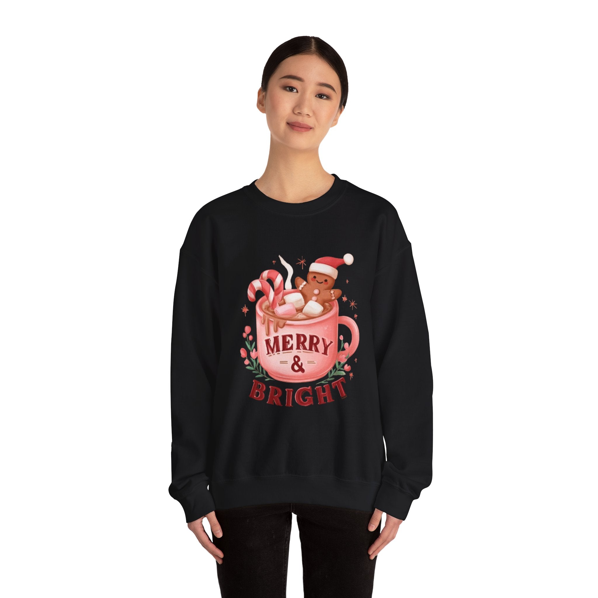 Merry & Bright Sweatshirt — Cute Holiday Cocoa Bear Crewneck
