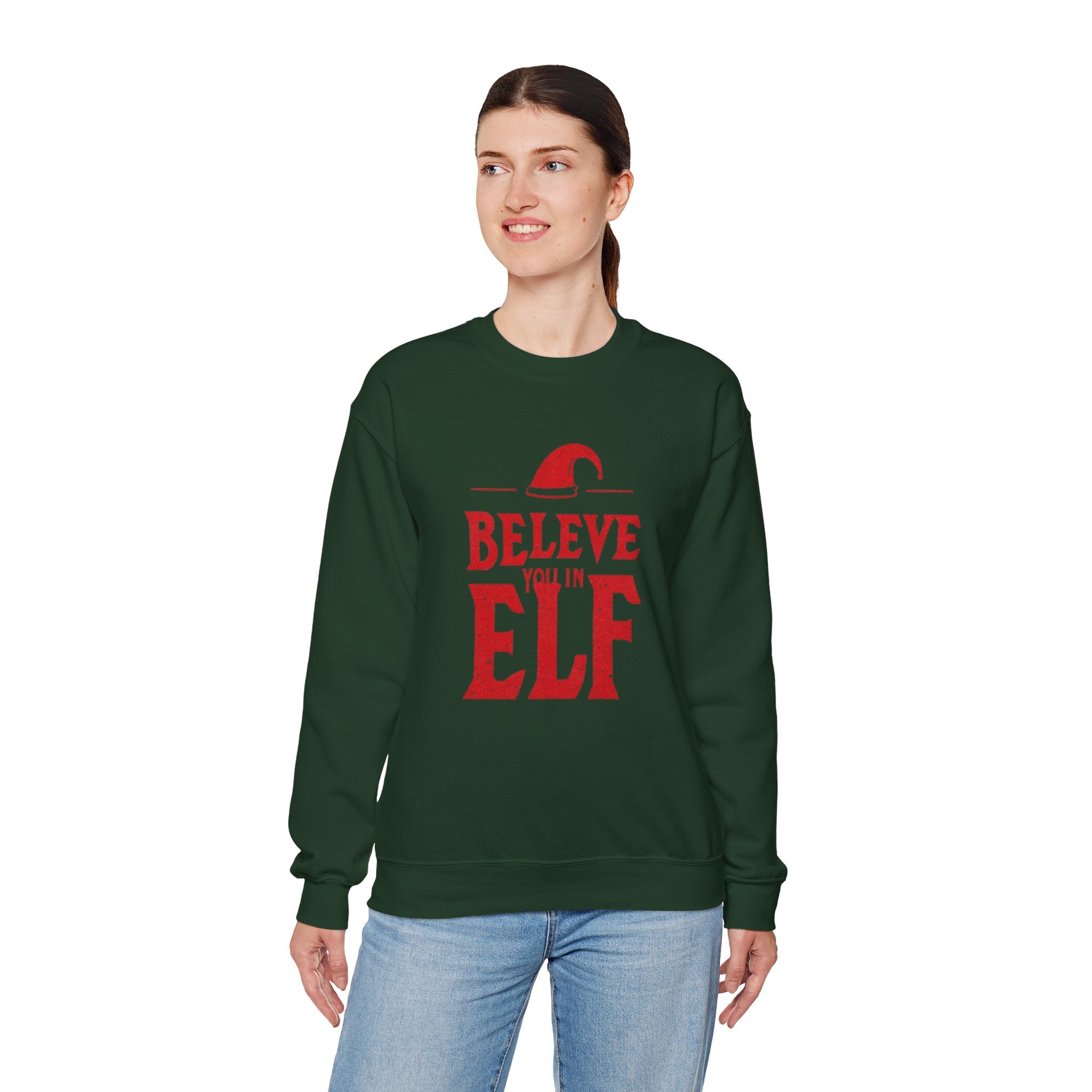 Believe You In Elf Sweatshirt — Christmas Elf Holiday Crewneck