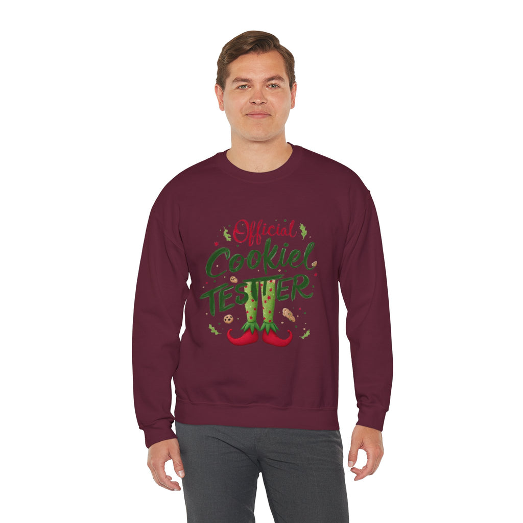 Crewneck Sweatshirt - "Official Cookie Tester" Elf Legs Christmas Holiday Sweater