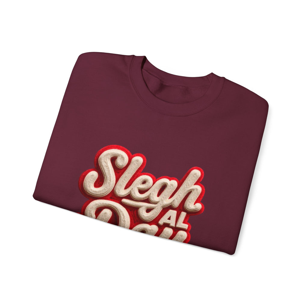 Crewneck Sweatshirt – "Sleigh All Day" Retro Christmas Holiday Pullover