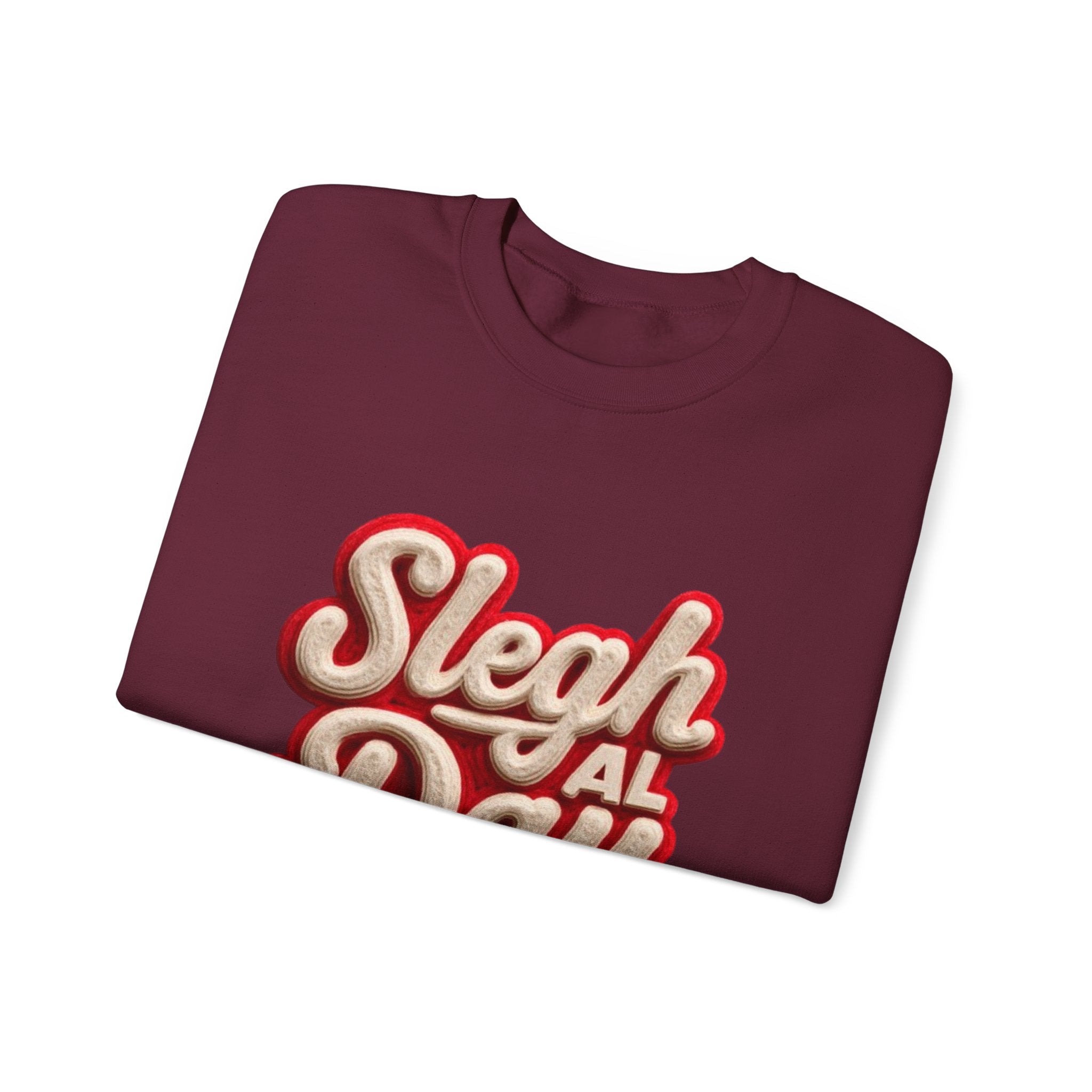 Crewneck Sweatshirt – "Sleigh All Day" Retro Christmas Holiday Pullover