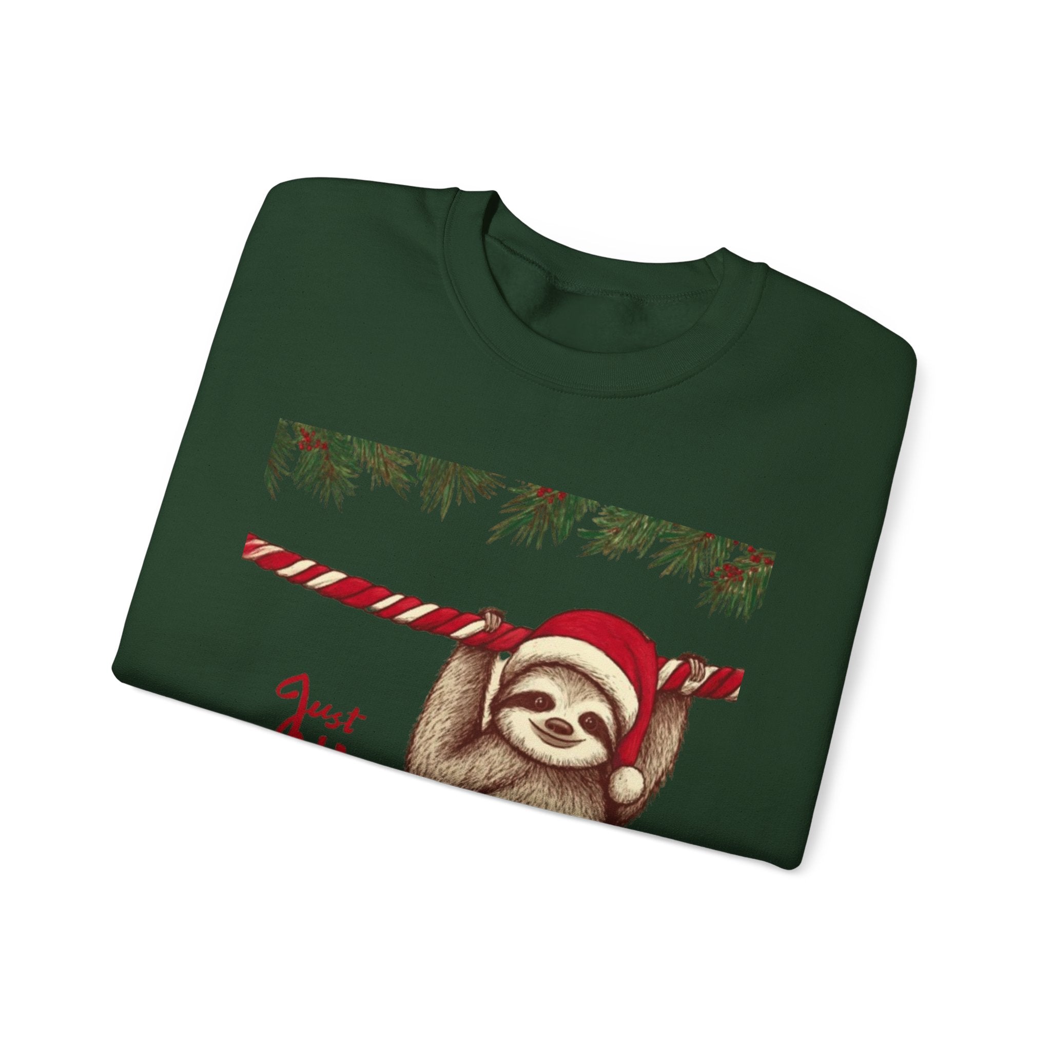 Christmas Sloth Crewneck Sweatshirt – "Just Hanging with My Advent-Christmas" Holiday Sweatshirt