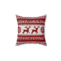 Holiday Reindeer Knit-Style Square Pillow