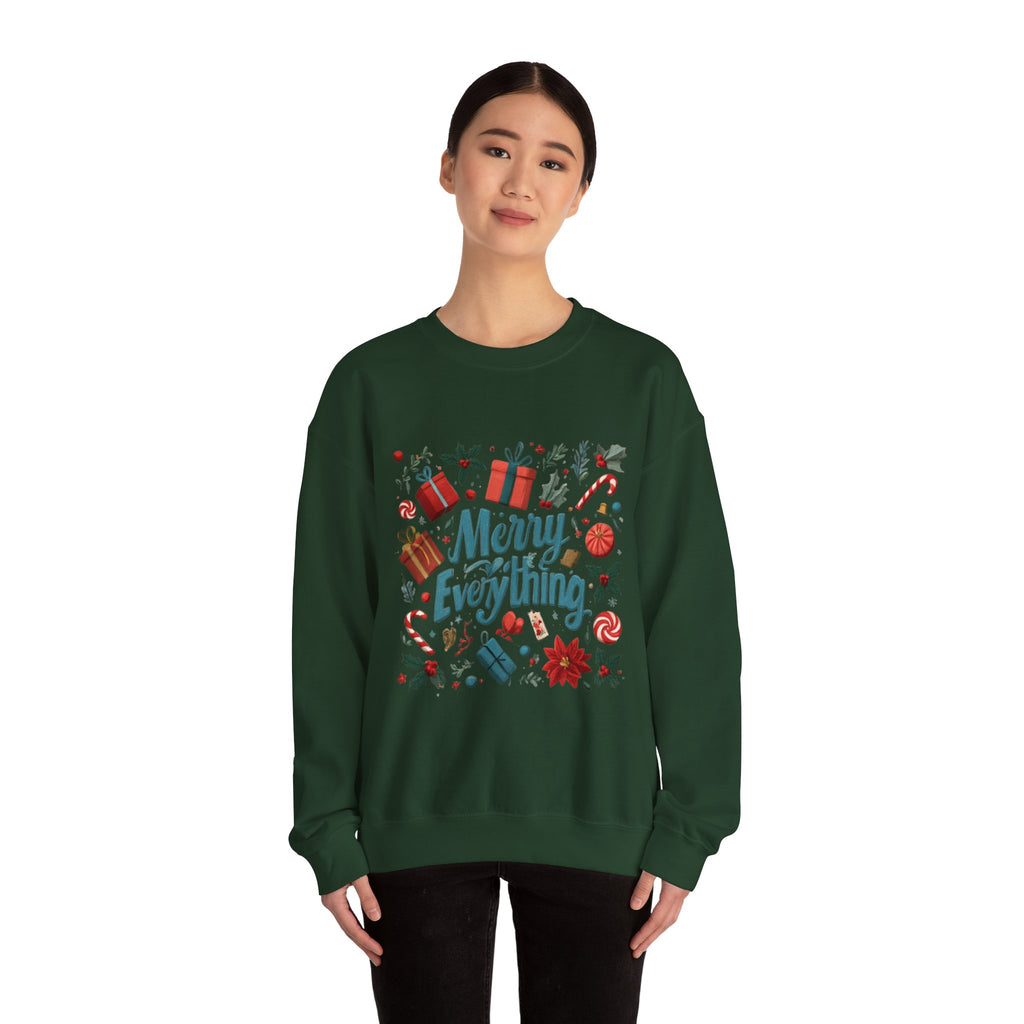 Crewneck Sweatshirt - Merry Everything Holiday Graphic Sweatshirt