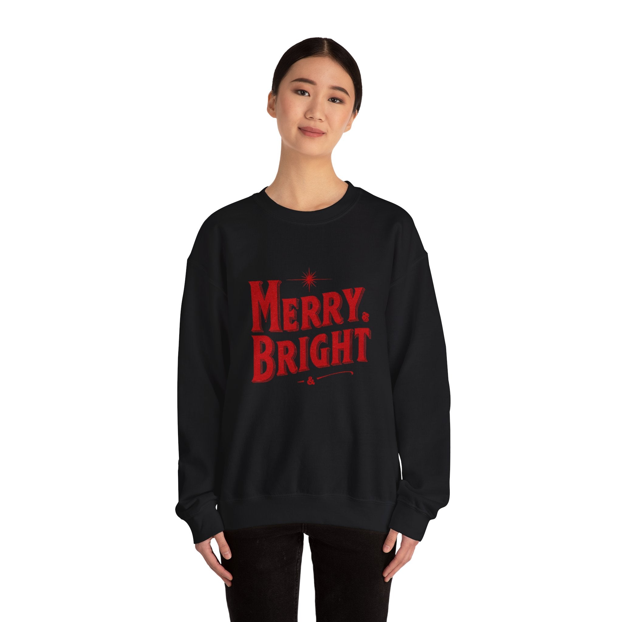 Merry & Bright Crewneck Sweatshirt — Vintage Holiday Graphic