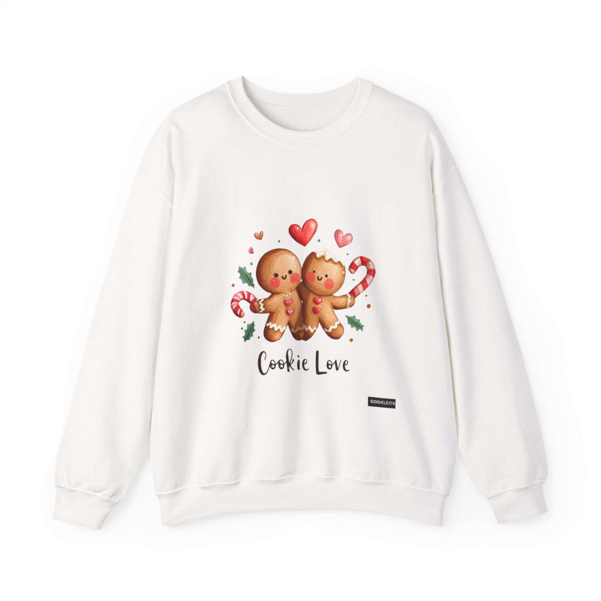 Crewneck Sweatshirt — 'Cookie Love' Cute Gingerbread Couple Holiday Pullover