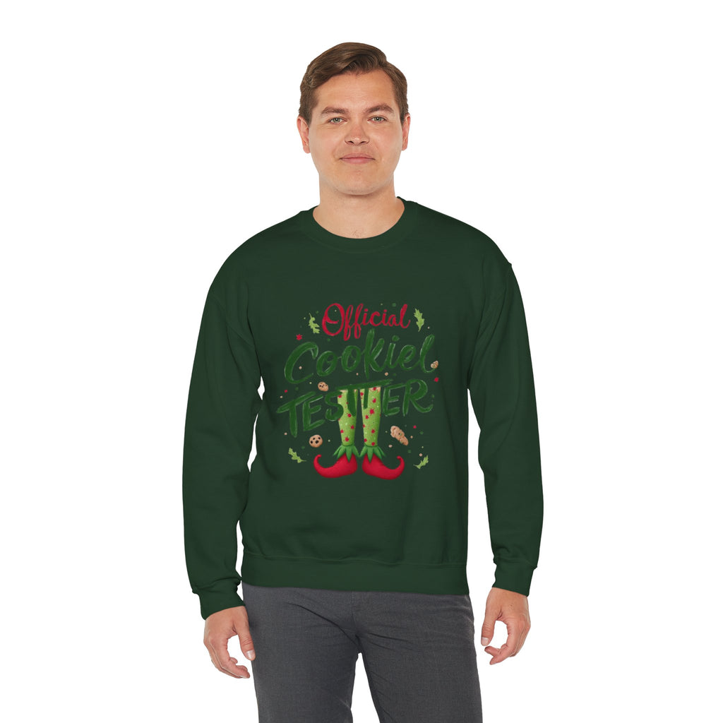 Crewneck Sweatshirt - "Official Cookie Tester" Elf Legs Christmas Holiday Sweater