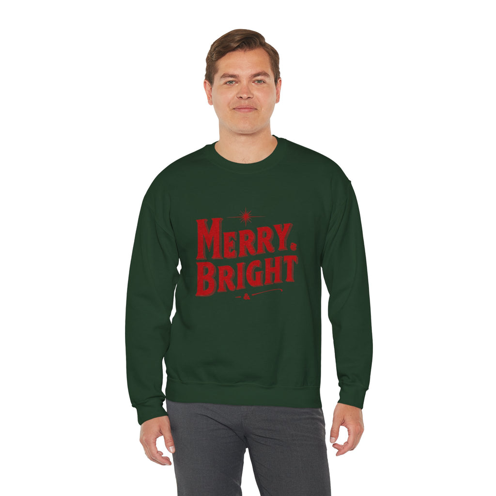 Merry & Bright Crewneck Sweatshirt — Vintage Holiday Graphic