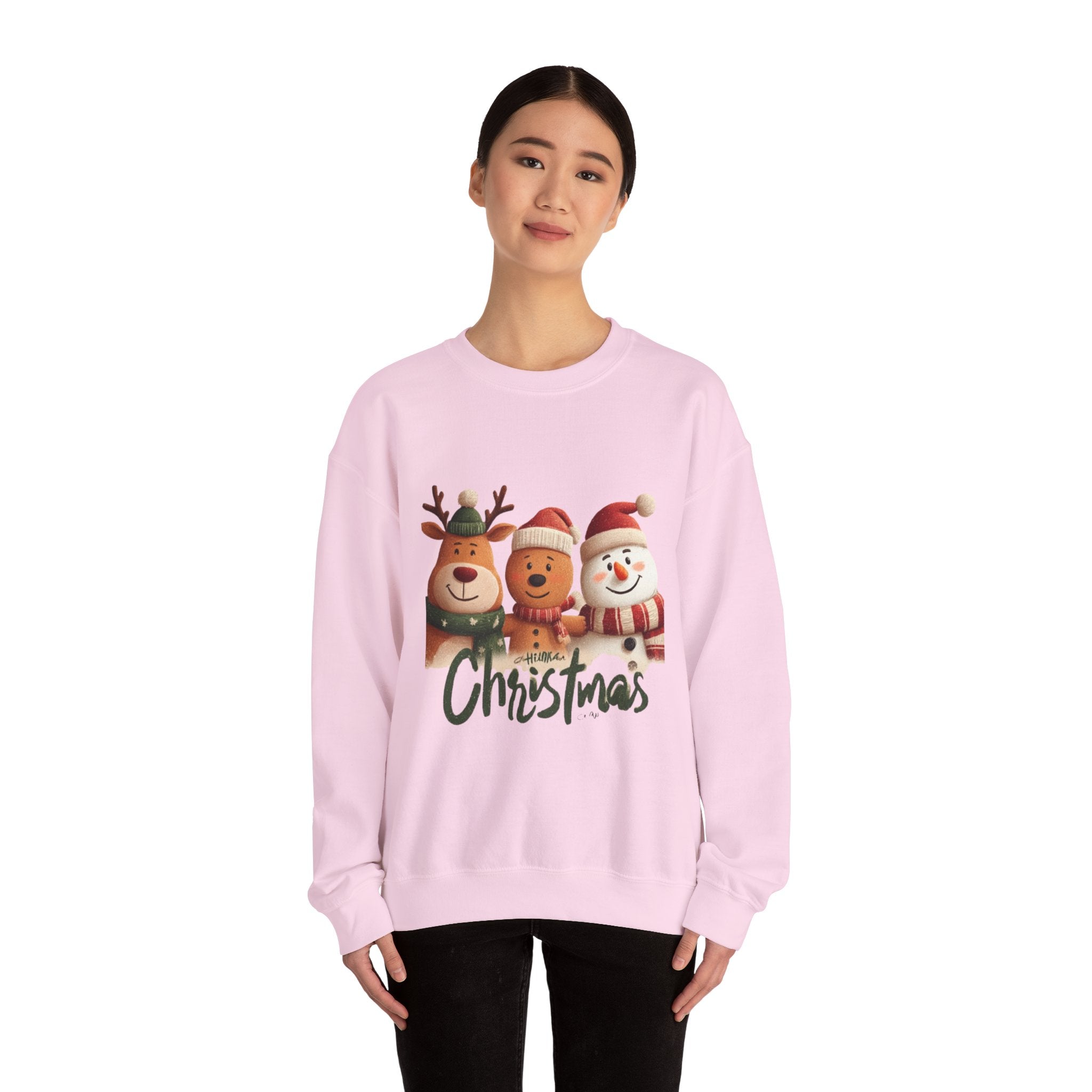 Christmas Crewneck Sweatshirt — Cute Reindeer, Bear & Snowman Holiday Pullover