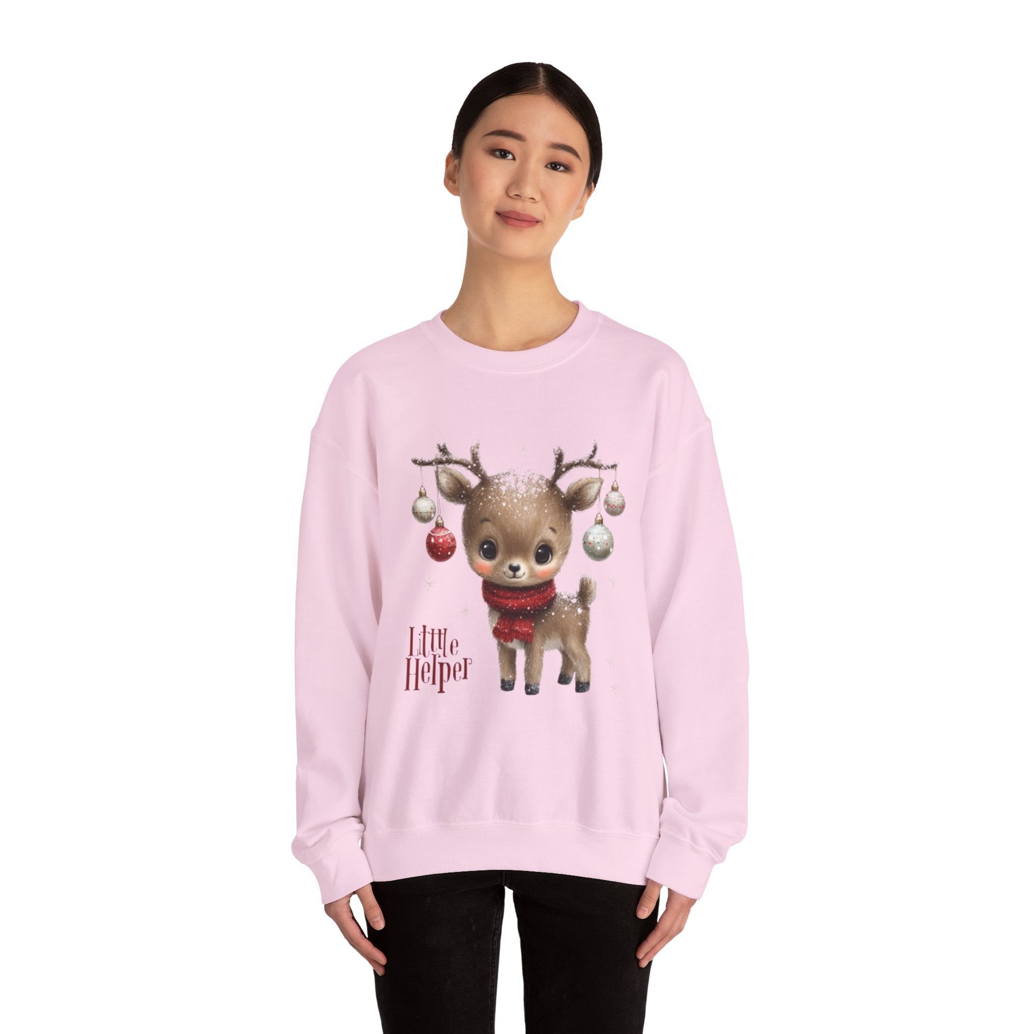 Christmas Reindeer Sweatshirt – 'Little Helper' Cute Holiday Crewneck