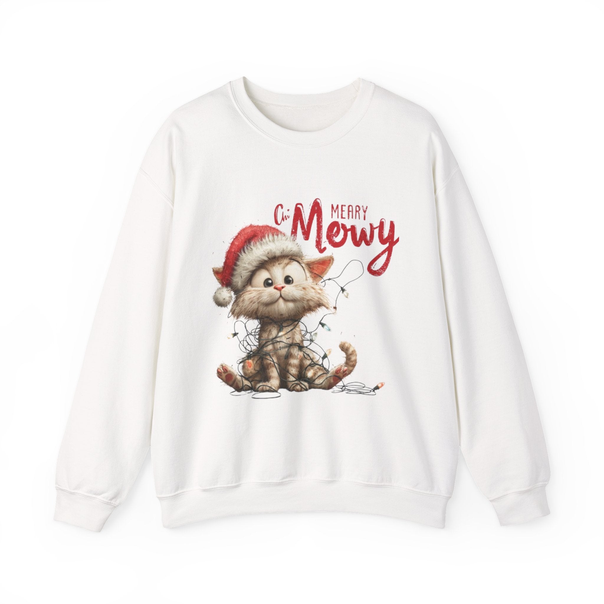 Merry Mewry Cat Sweatshirt — Cute Christmas Kitty Crewneck