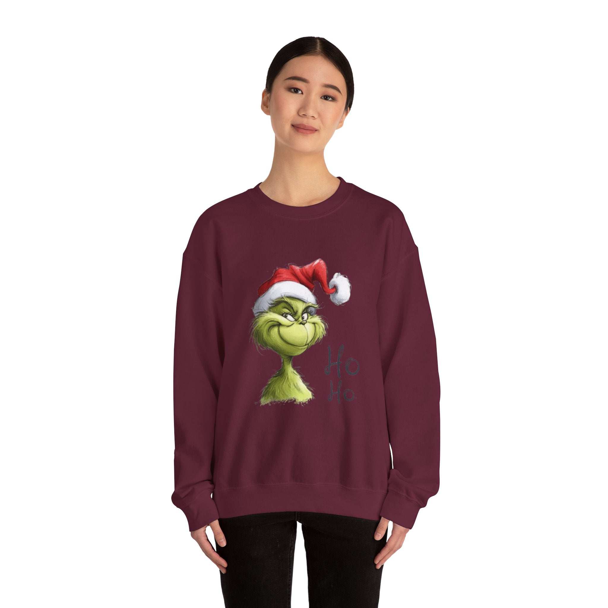 Grinch Santa Crewneck Sweatshirt — 'Ho Ho' Holiday Sweater