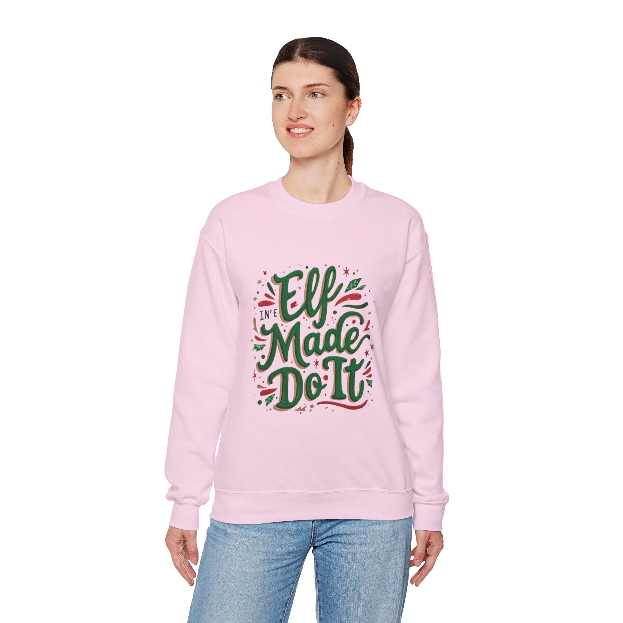 Crewneck Sweatshirt — "Elf Made Do It" Festive Christmas Sweatshirt