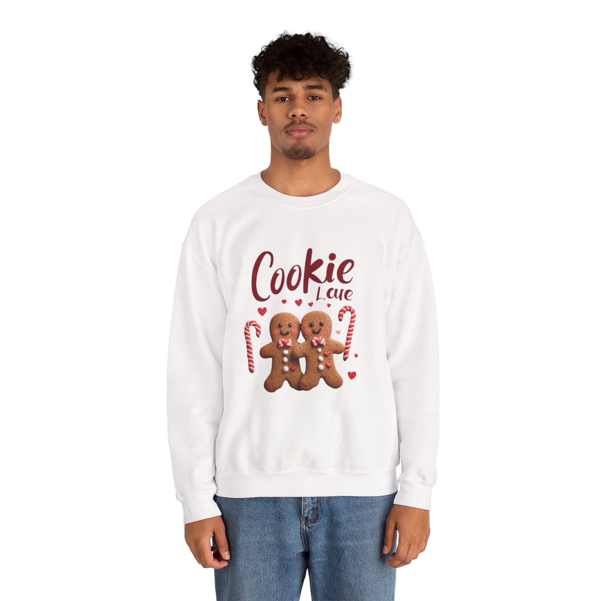 Crewneck Sweatshirt — "Cookie Love" Gingerbread Couple Holiday Sweater
